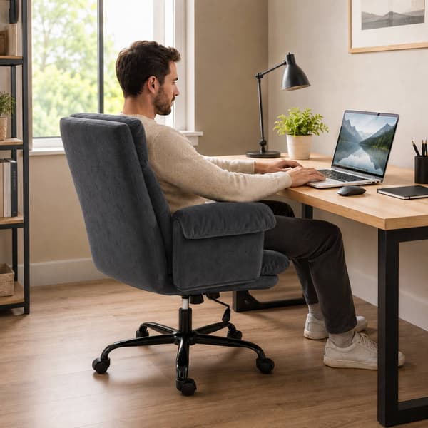 Ergonomisk kontorsstol med justerbar lutning, mörkgrå