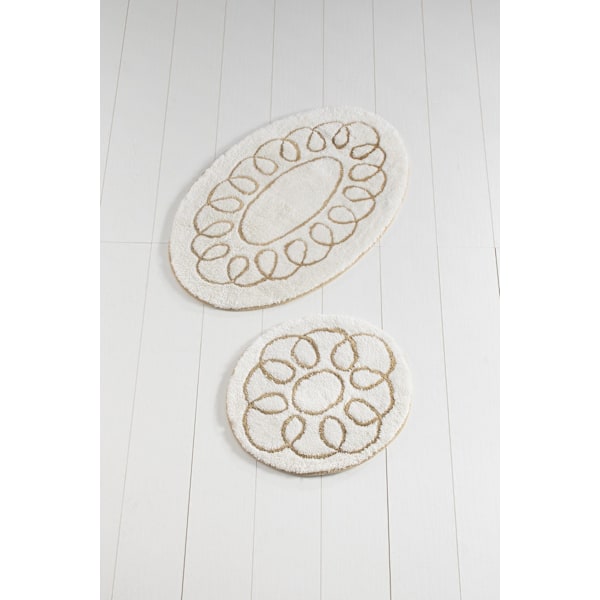 Akryl Badmatta Set (2 delar) Safir - Ecru