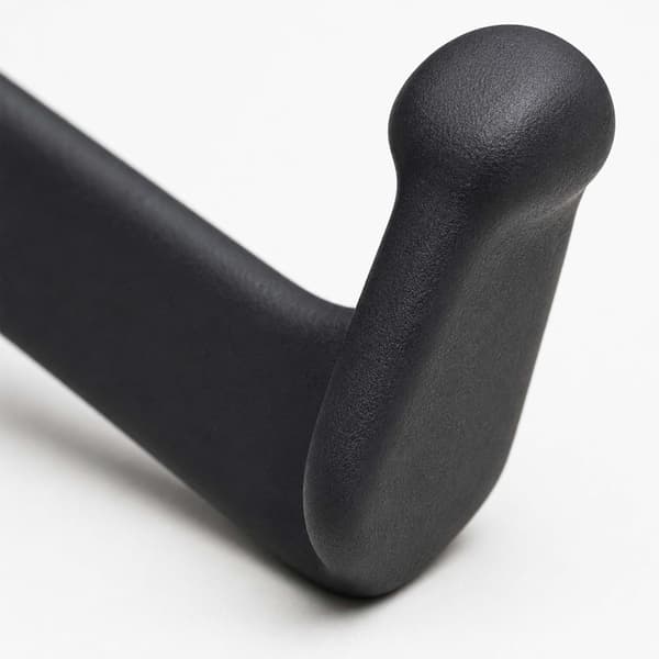 Lat Pulldown-stänger, set om 5 med stål-V-grepp, PVC-belagda, svarta