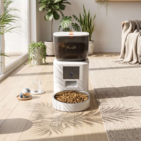 Automatisk kattefoderautomat med kamera, 4 l, 2,4 GHz WiFi, app-styring