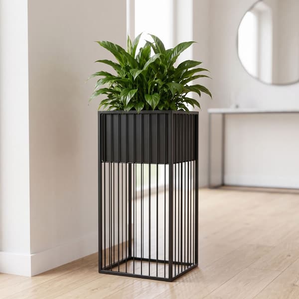 Svart växtställ i järn, 61 cm – Modern gitterdesign