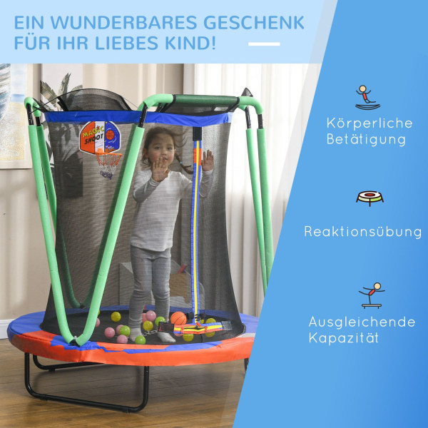 ZONEKIZ Trampolin Børnetrampolin Sikkerhedsnet Diameter 140 cm H