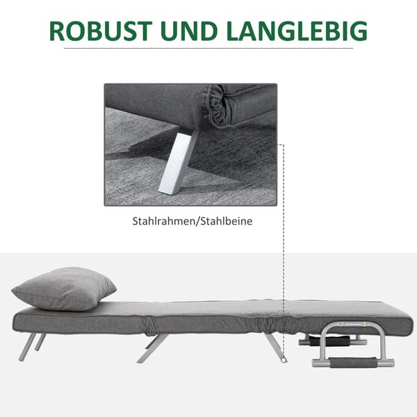 Cabriolet Hvilestol med Sengefunktion, Grå, 65x69x80 cm