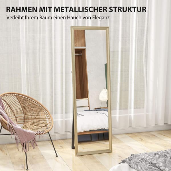 Helkroppsspegel, flexibel placering, 160x50 cm, guld