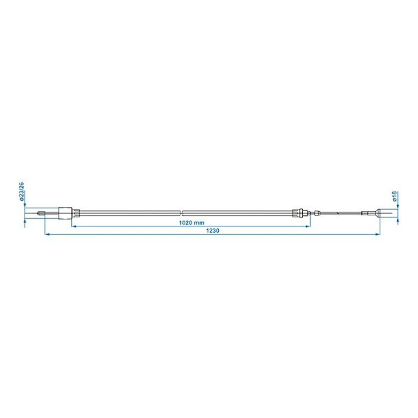 Bremsekabel 1020/1230mm kop Ø26mm velegnet til AL-KO > '97