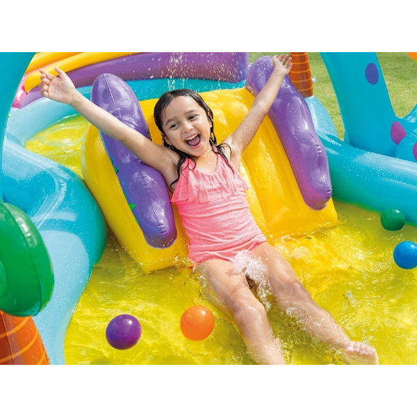 Uppblåsbar pool för barn, vattenlekplats, rutschkana, fontän INTEX 57135