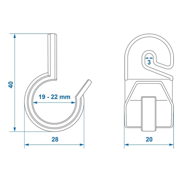 Telttapidike 19-22mm koukulla 4 kpl läpipainopakkauksessa