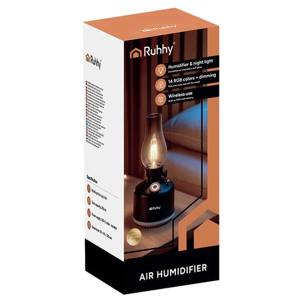 USB luftfugter og natlys, 280 ml, 14 RGB LED'er