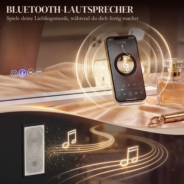LED makeupspejl med Bluetooth, RGB, 10x forstørrelse