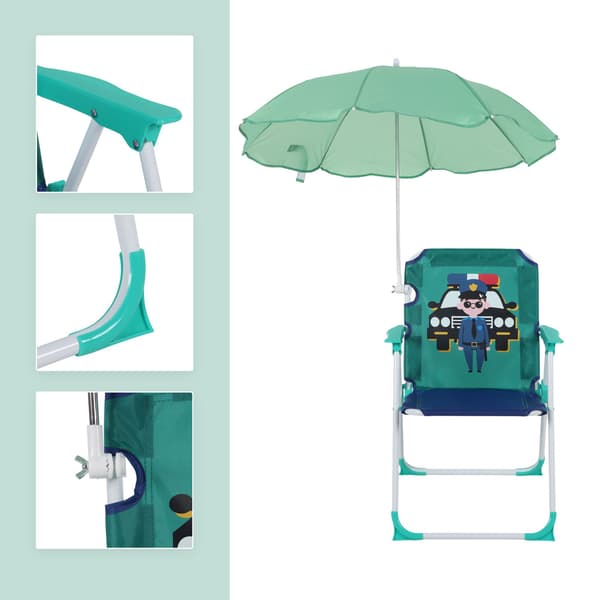 Børne klapstol med parasol – let og bærbar