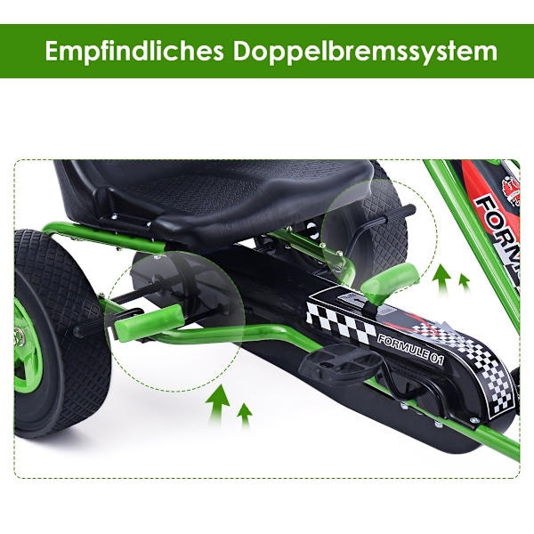 Poljin karting polkimella toimiva ajettava auto lasten auto poljinauto 98 x 59 x 61cm vihreä + musta