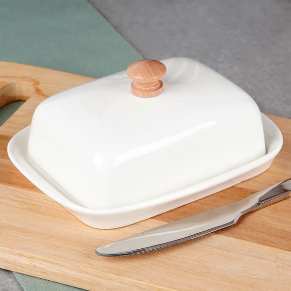 Keramisk smørfad hvid