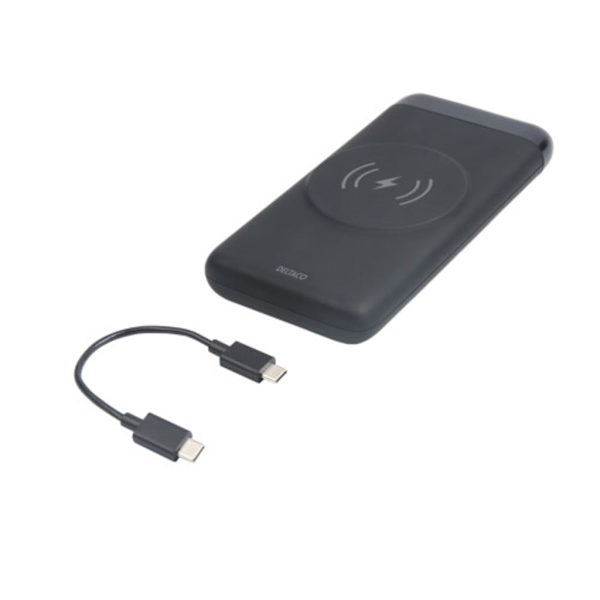 10 000 mAh Powerbank QI - Langaton lataus - musta