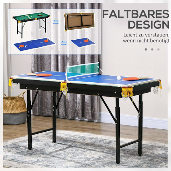 Multigame Pelipöytä 2-In-1 Monitoimipöytä Pöytätennis Biljardi Tarvikkeet Lapset Teinit Aikuiset Teräs 140X63X60-80Cm Vihreä