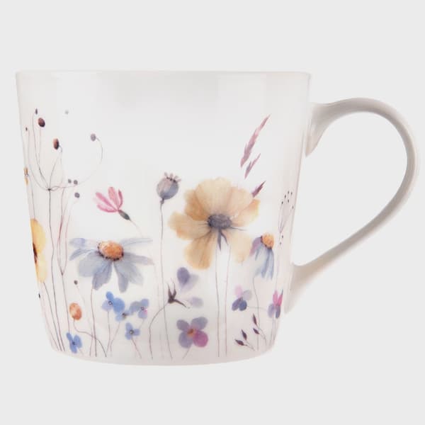 Porslinsmugg 430ml, blommönster, mikrovågssäker