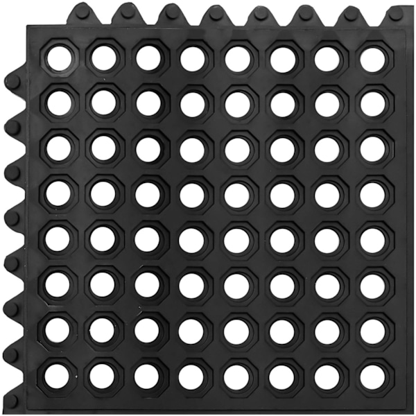 Gennembrudt anti-skrid gummi dørmåtte 92 x 92 x 1 cm sort