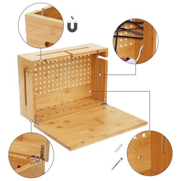 Bambu kabelförvaringslåda med lock – Kabelhantering
