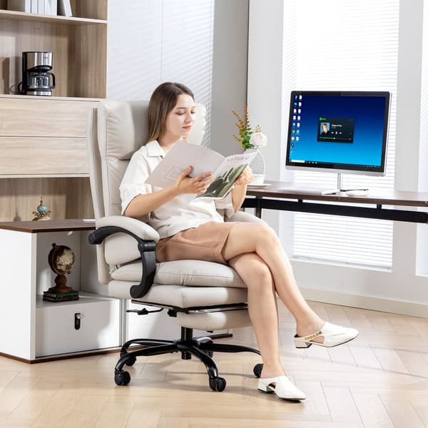 Ergonomisk kontorstol, justerbar, lændestøtte, lysegrå