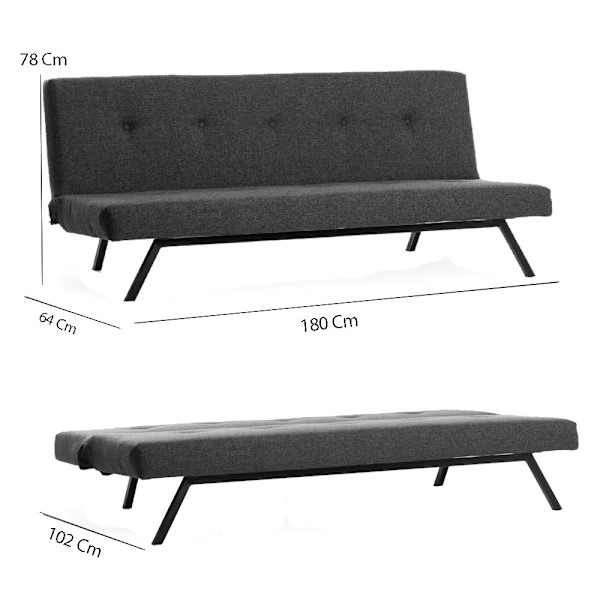3-sæders sovesofa Zola - Mørkegrå