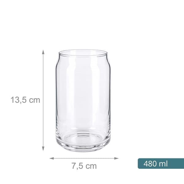 Klare dåseformede longdrinkglas, sæt med 4