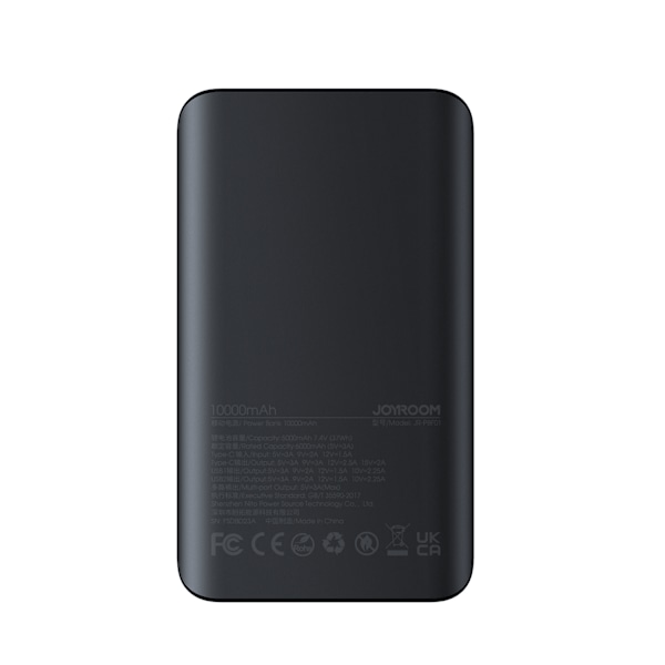 2in1 Powerbank 10000mAh 30W LED USB-taskulamppu USB-C musta