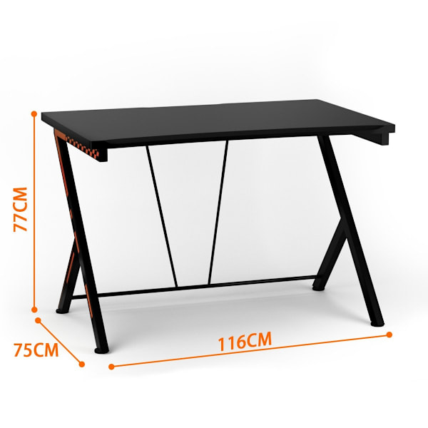 116 cm pelipöytä ergonomisella muotoilulla 116 x 75 x 77 cm musta