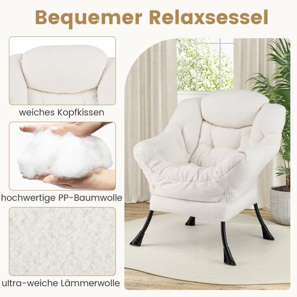 Hvilestol med armlæn, osmannisk, beige sherpa