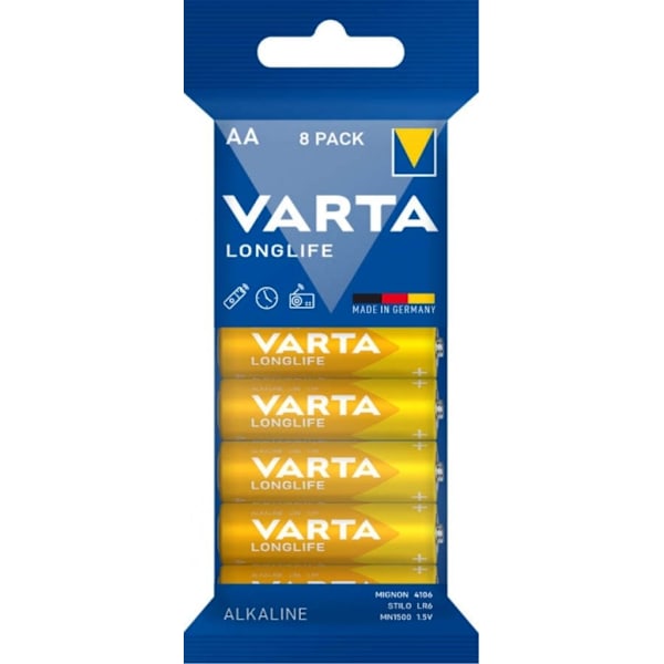 VARTA Longlife AA alkaliparisto LR06, 8 kpl