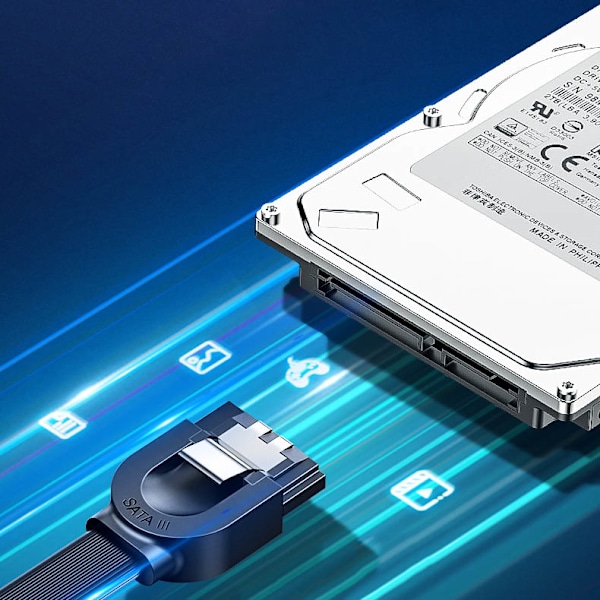 Kabel fladvinklet SATA 1.0-3.0 op til 5Gb/s 0.5m - sort