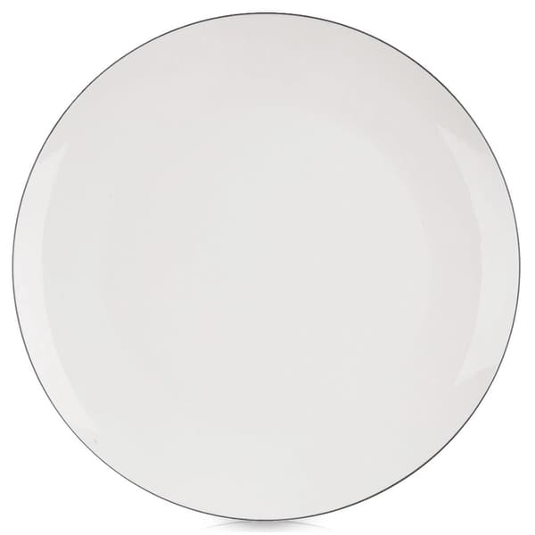 Porcelænstallerken, hvid, 27 cm, sort kant