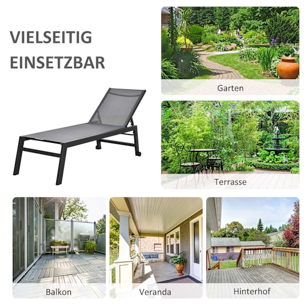 Solseng Haveseng 5 Trin Ryglæn Aluminium Grå 169 X 65 X 102 Cm