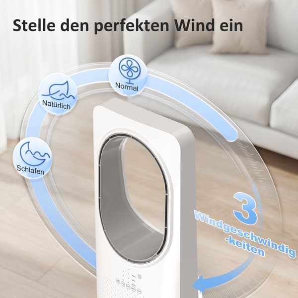 Bladlös tornfläkt, 36 dB, 45 oscillationer, 15 timmars timer