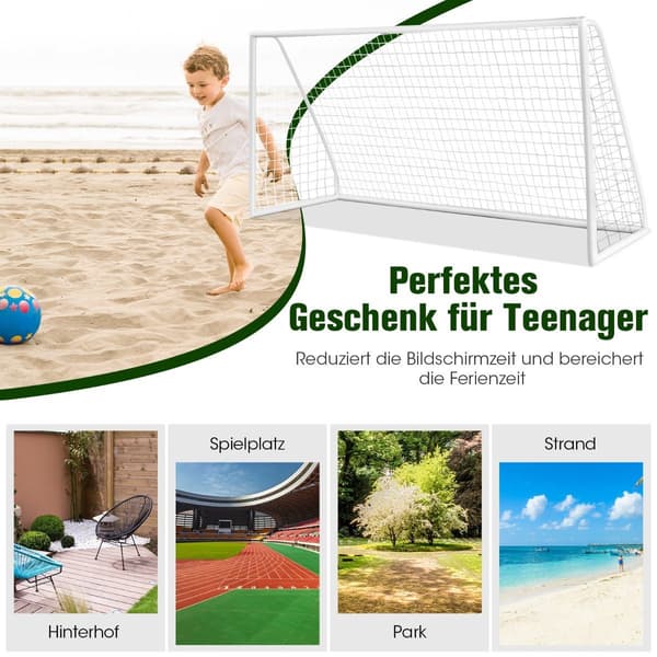 Fodboldmål 365x182 cm med holdbart net og indsatser
