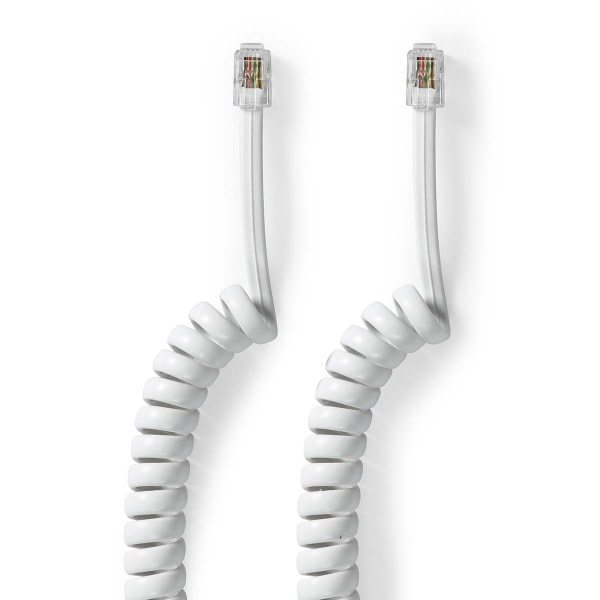 Telecom Kabel | RJ10 Hanstik | RJ10 Hanstik | 2.00 m | Kabeludformning: Rullet | Kabeltype: RJ10 | Hvid