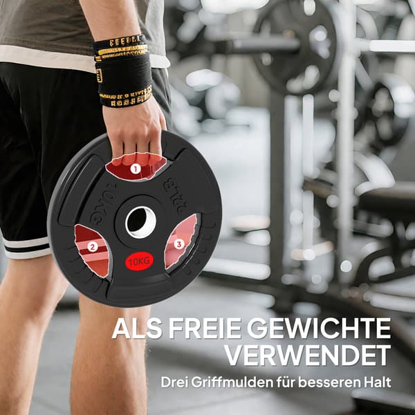 Olympiske vægtskiver, sæt, 2 x 10 kg, 5 cm hul, sort