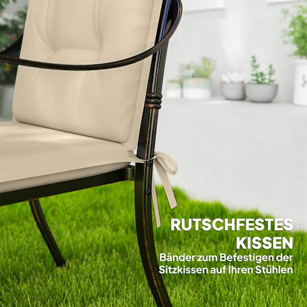 Sæt med 4 sædehynder 108 x 50 x 5 cm stolehynder med bindebånd, udendørs indendørs sædehynde, sædehynde, bænkhynde til havemøbler, sædestol, spisestue