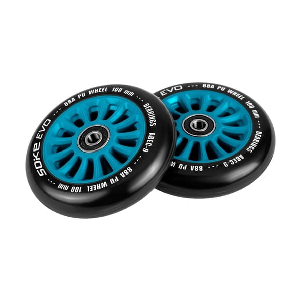 Blåa hjul till sparkcykel 100 mm, 2-pack