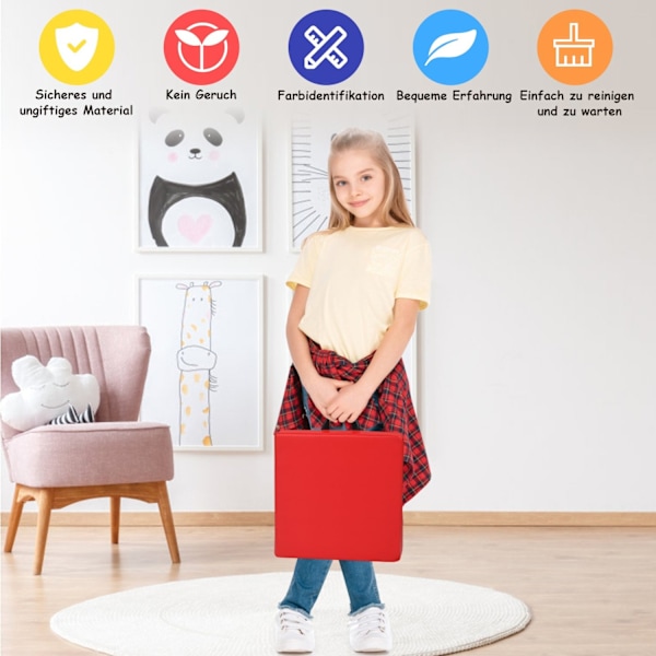 Set med 6 fyrkantiga barnstolsdynor Golvkuddar Sittdynor