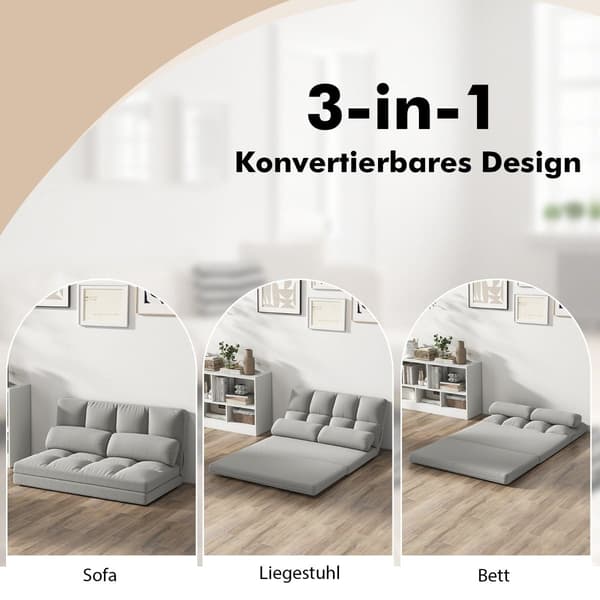 Sovesofa med justerbar ryglæn, lysegrå