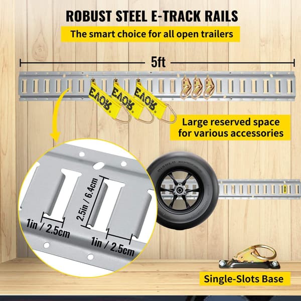 E-Track-räckessats, 1,5 meter, 34 delar, 650 kg
