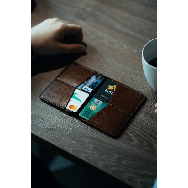 Tunn läder plånbok för män SOLIER SW10 SLIM BLACK