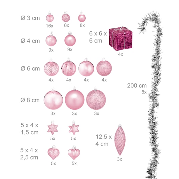 Joulukuusenpallot 110 kpl:n setissä