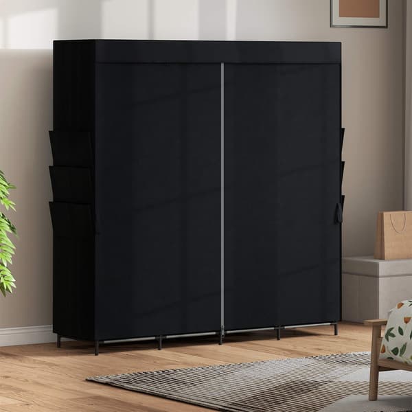 Bærbart stofgarderobe, støvtæt, sort, 170 x 45 x 167 cm