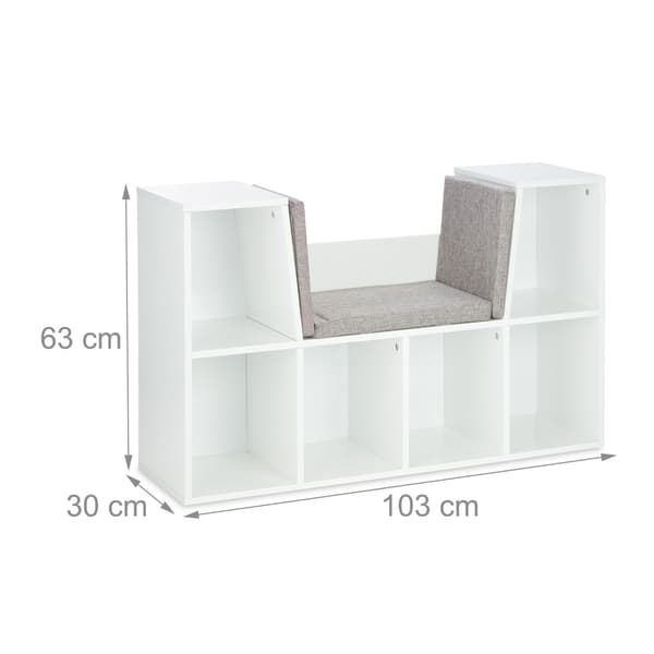Bokhylla med sittdyna