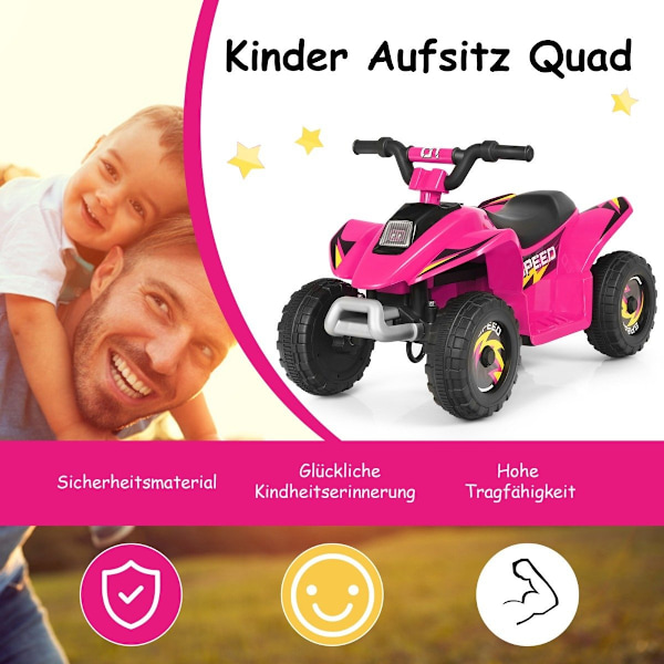 Barnvagn Mini Electric Quad 6V Batteridriven Quad 2,8-4,6km/h Rosa