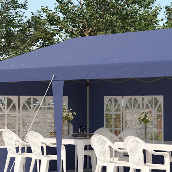 Paviljonki 2,95 x 5,85 m juhlateltta, kokoontaitettava paviljonki UV-suojalla, pop up -paviljonki ikkunoilla ja sivuseinillä, puutarhateltta Oxfordist