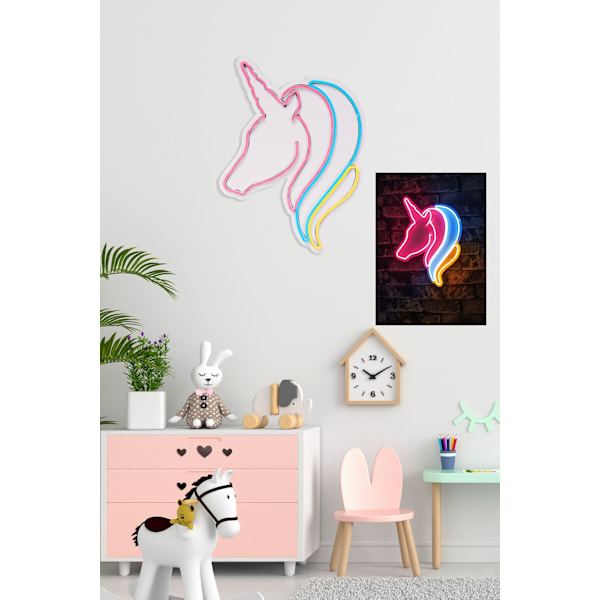 Dekorativ Plast Led Belysning Unicorn - Vit, Blå, Gul