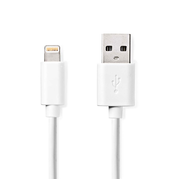 Lightning Kabel | USB 2.0 | Apple Lightning 8-pin | USB-A Han | 480 Mbps | Nikkelplateret | 1.00 m | Runde | PVC | Hvid | Box