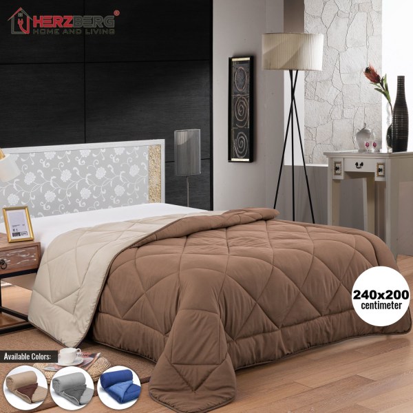 Herzberg HG-2420BCO: Bicolour Microfiber Täcke - 240x200cm Blå