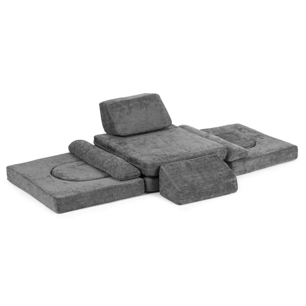 Modulær børnesofa med 10 hynder, chenillestof